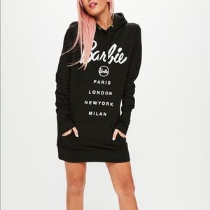 Barbie x Missguided Black Hooded Sweater Dress - S